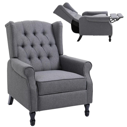 HOMCOM Recliner Armchair, Vintage Reclining Chair with Nail Head Trim, Wingback Chair with Button Tufted Back and Footrest, for Living Room Additional View 11