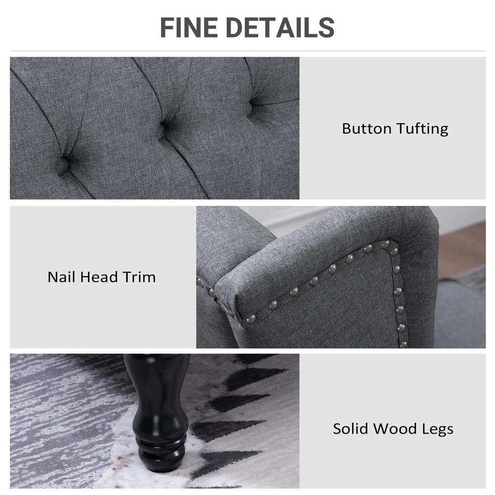 HOMCOM Recliner Armchair, Vintage Reclining Chair with Nail Head Trim, Wingback Chair with Button Tufted Back and Footrest, for Living Room Additional View 16