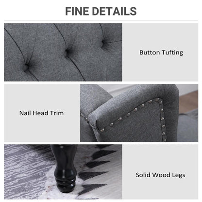 HOMCOM Recliner Armchair, Vintage Reclining Chair with Nail Head Trim, Wingback Chair with Button Tufted Back and Footrest, for Living Room Additional View 16