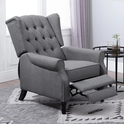 HOMCOM Recliner Armchair, Vintage Reclining Chair with Nail Head Trim, Wingback Chair with Button Tufted Back and Footrest, for Living Room Additional View 20