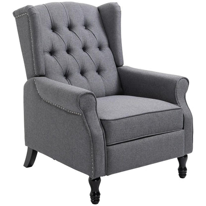 HOMCOM Recliner Armchair, Vintage Reclining Chair with Nail Head Trim, Wingback Chair with Button Tufted Back and Footrest, for Living Room Additional View 21
