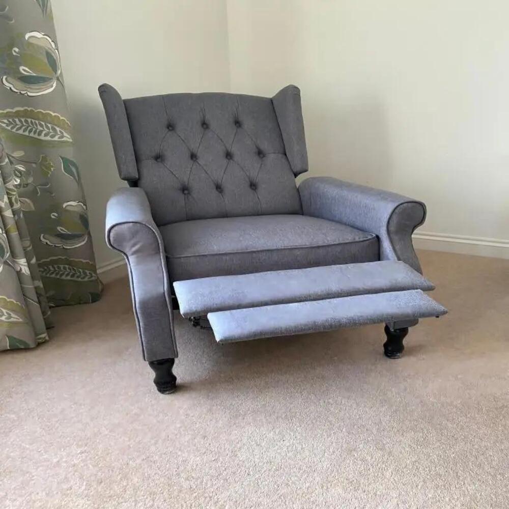 HOMCOM Recliner Armchair, Vintage Reclining Chair with Nail Head Trim, Wingback Chair with Button Tufted Back and Footrest, for Living Room Additional View 22