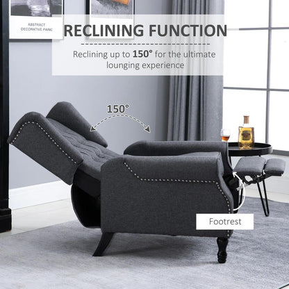 HOMCOM Recliner Armchair, Vintage Reclining Chair with Nail Head Trim, Wingback Chair with Button Tufted Back and Footrest, for Living Room Additional View 4