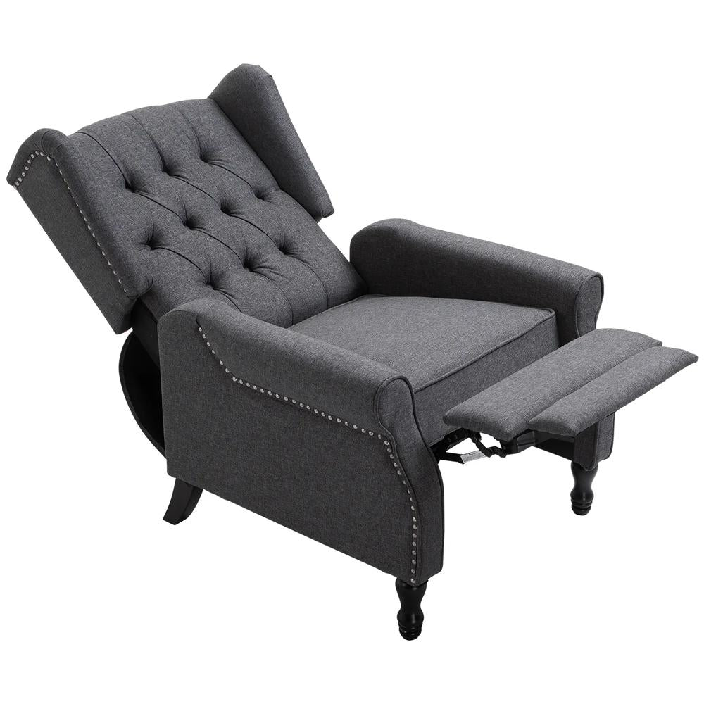HOMCOM Recliner Armchair, Vintage Reclining Chair with Nail Head Trim, Wingback Chair with Button Tufted Back and Footrest, for Living Room Additional View 8