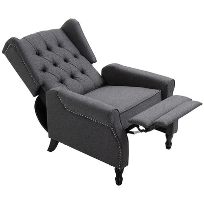 HOMCOM Recliner Armchair, Vintage Reclining Chair with Nail Head Trim, Wingback Chair with Button Tufted Back and Footrest, for Living Room Additional View 8