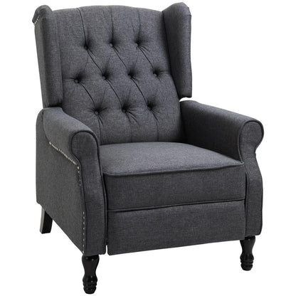 HOMCOM Recliner Armchair, Vintage Reclining Chair with Nail Head Trim, Wingback Chair with Button Tufted Back and Footrest, for Living Room Additional View 10