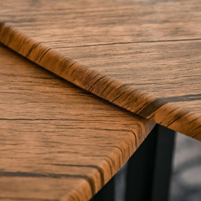 HOMCOM Nest of Tables, Coffee Table Set of 3, Triangle Nesting Tables with Metal Legs, Industrial End Side Table for Living Room, Walnut Wood Grain Additional View 7