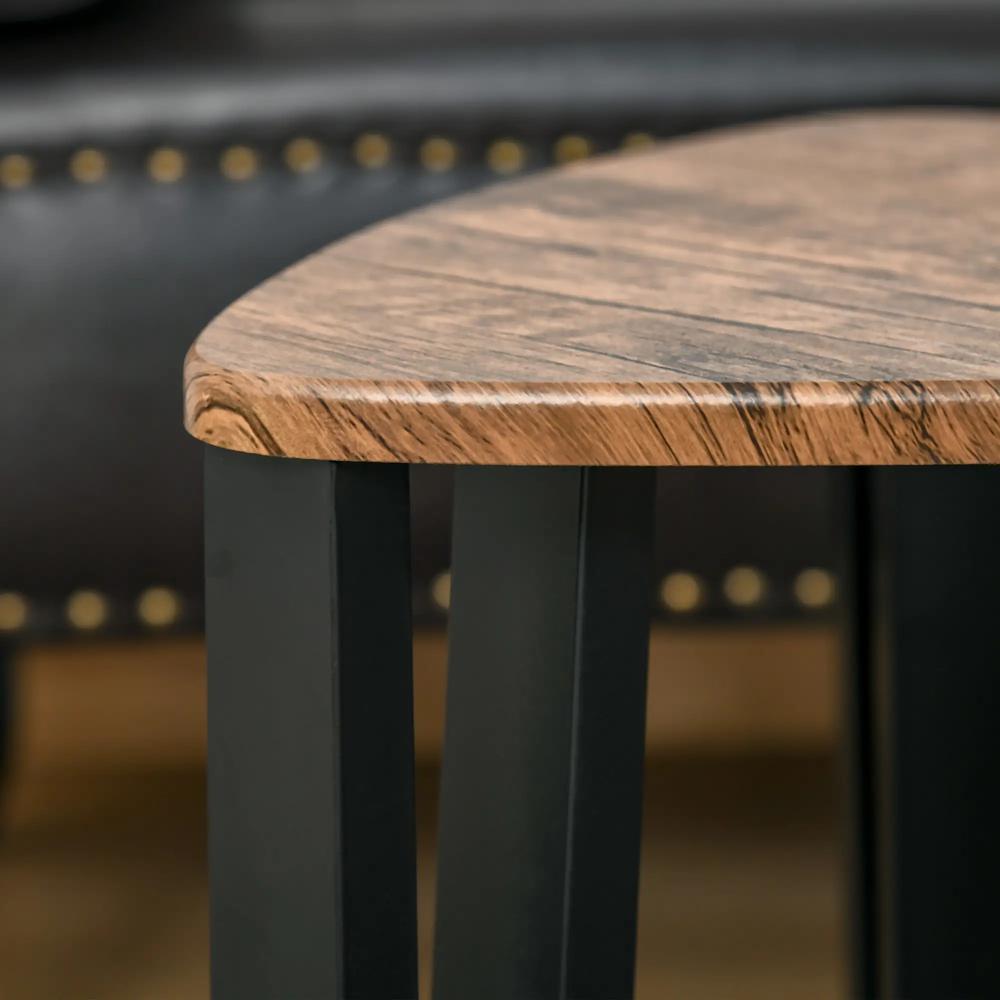 HOMCOM Nest of Tables, Coffee Table Set of 3, Triangle Nesting Tables with Metal Legs, Industrial End Side Table for Living Room, Walnut Wood Grain Additional View 8