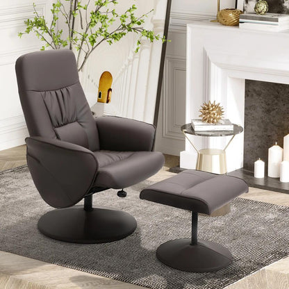 HOMCOM Executive Recliner Chair High Back and Footstool Armchair Lounge Seat Brown Additional View 2