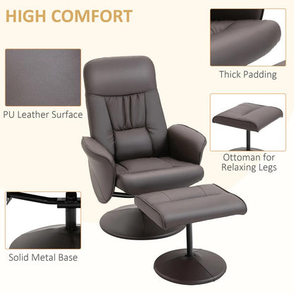 HOMCOM Executive Recliner Chair High Back and Footstool Armchair Lounge Seat Brown Additional View 6