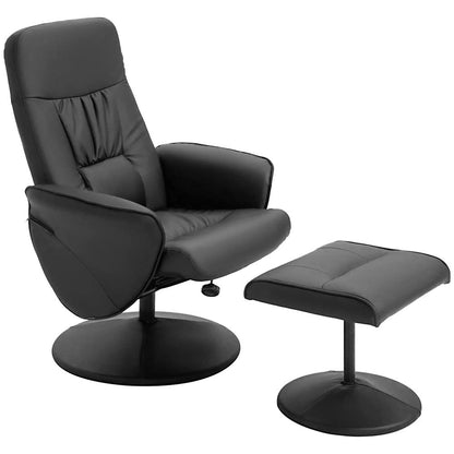 HOMCOM Swivel Recliner Chair with Footstool, PU Leather Armchair and Ottoman with High Back and Round Base for Living Room, Black Additional View 10