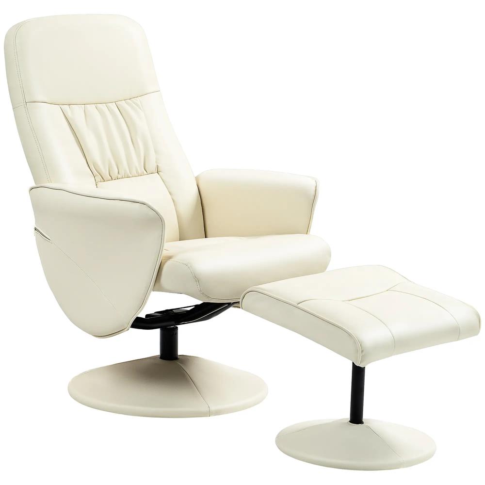 HOMCOM Swivel Recliner Chair with Footstool, PU Leather Armchair and Ottoman with High Back and Round Base for Living Room Additional View 12