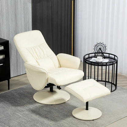 HOMCOM Swivel Recliner Chair with Footstool, PU Leather Armchair and Ottoman with High Back and Round Base for Living Room Additional View 13
