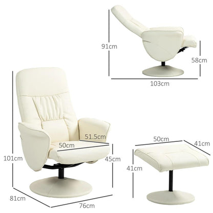 HOMCOM Swivel Recliner Chair with Footstool, PU Leather Armchair and Ottoman with High Back and Round Base for Living Room Additional View 14