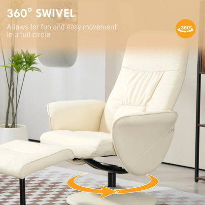 HOMCOM Swivel Recliner Chair with Footstool, PU Leather Armchair and Ottoman with High Back and Round Base for Living Room Additional View 16