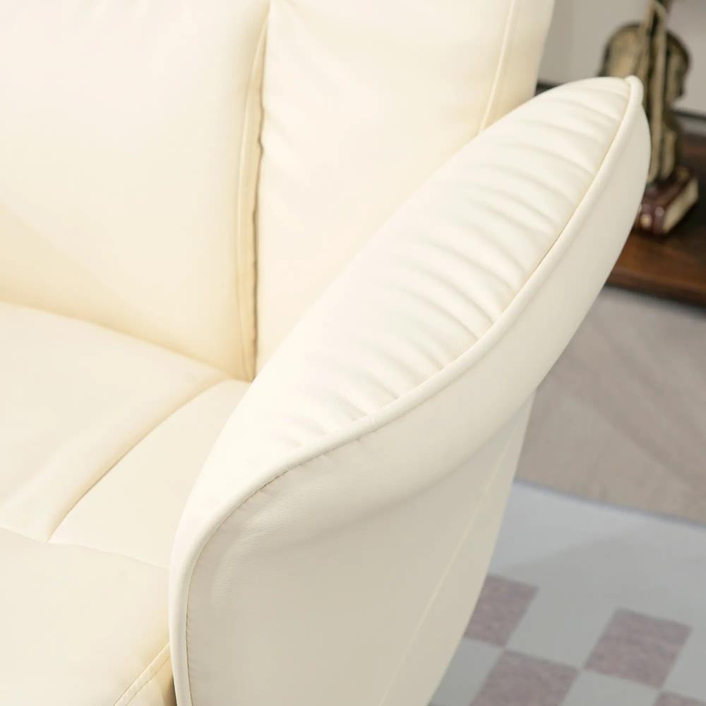 HOMCOM Swivel Recliner Chair with Footstool, PU Leather Armchair and Ottoman with High Back and Round Base for Living Room Additional View 18