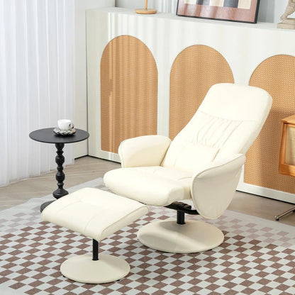 HOMCOM Swivel Recliner Chair with Footstool, PU Leather Armchair and Ottoman with High Back and Round Base for Living Room Additional View 21