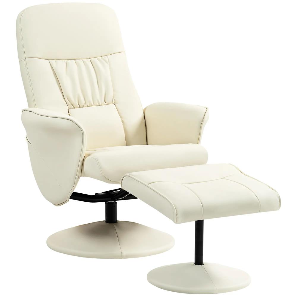 HOMCOM Swivel Recliner Chair with Footstool, PU Leather Armchair and Ottoman with High Back and Round Base for Living Room Additional View 22