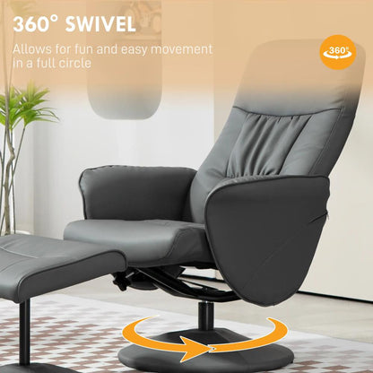 HOMCOM Swivel Recliner Chair with Footstool, PU Leather Armchair and Ottoman with High Back and Round Base for Living Room Additional View 27