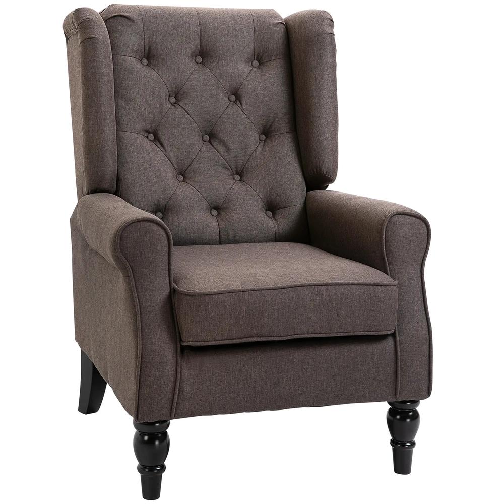 HOMCOM Wingback Accent Chair, Retro Upholstered Button Tufted Occasional Chair for Living Room and Bedroom 833-695V71 Additional View 12