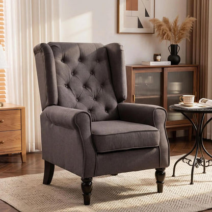 HOMCOM Wingback Accent Chair, Retro Upholstered Button Tufted Occasional Chair for Living Room and Bedroom 833-695V71 Additional View 13