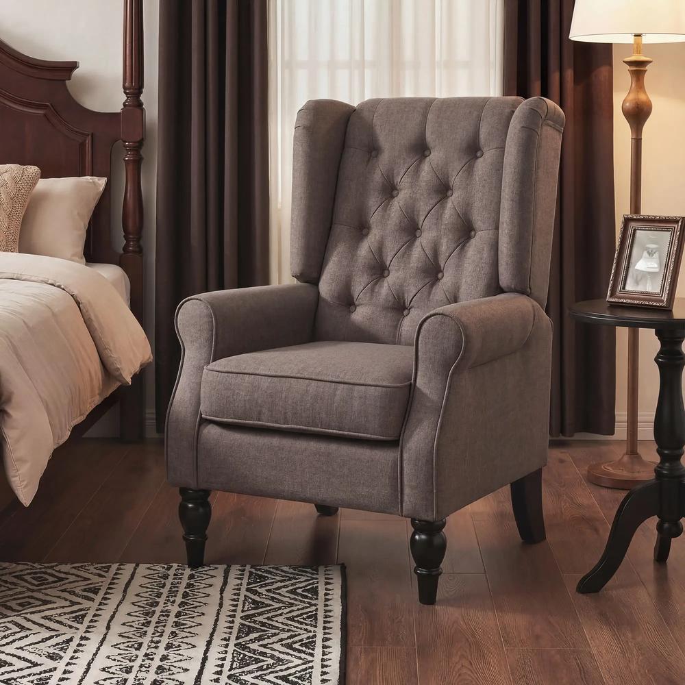 HOMCOM Wingback Accent Chair, Retro Upholstered Button Tufted Occasional Chair for Living Room and Bedroom 833-695V71 Additional View 19