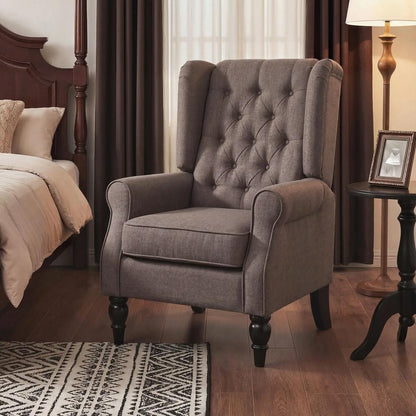 HOMCOM Wingback Accent Chair, Retro Upholstered Button Tufted Occasional Chair for Living Room and Bedroom 833-695V71 Additional View 19
