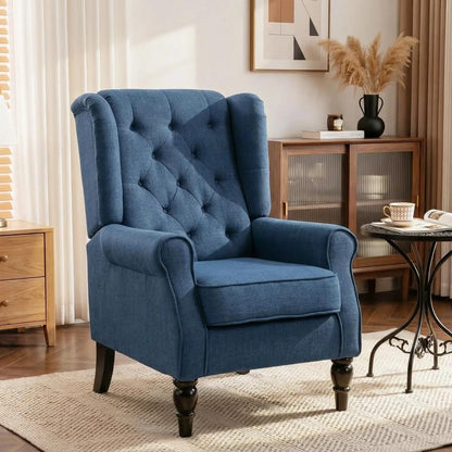 HOMCOM Wingback Accent Chair, Retro Upholstered Button Tufted Occasional Chair for Living Room and Bedroom 833-695V71 Additional View 2