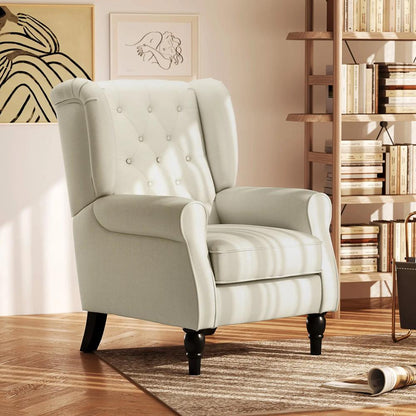 HOMCOM Wingback Accent Chair, Retro Upholstered Button Tufted Occasional Chair for Living Room and Bedroom 833-695V71 Additional View 23