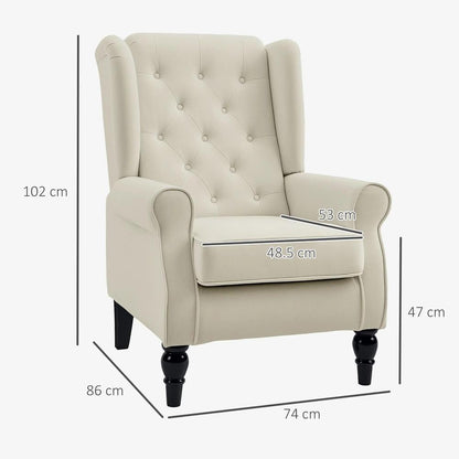 HOMCOM Wingback Accent Chair, Retro Upholstered Button Tufted Occasional Chair for Living Room and Bedroom 833-695V71 Additional View 24