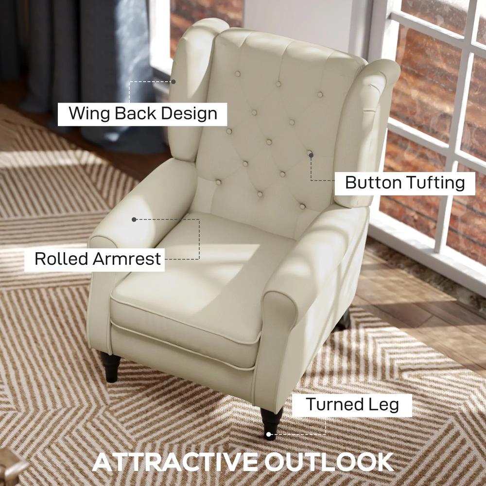 HOMCOM Wingback Accent Chair, Retro Upholstered Button Tufted Occasional Chair for Living Room and Bedroom 833-695V71 Additional View 25