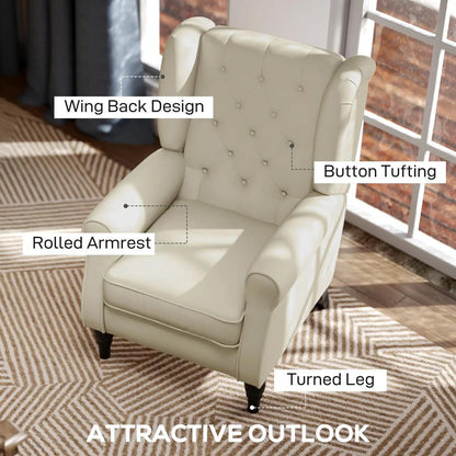 HOMCOM Wingback Accent Chair, Retro Upholstered Button Tufted Occasional Chair for Living Room and Bedroom 833-695V71 Additional View 25