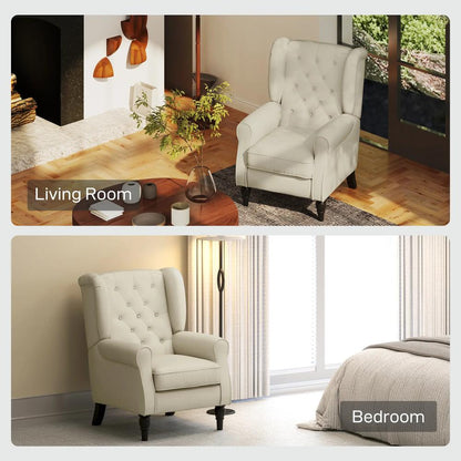 HOMCOM Wingback Accent Chair, Retro Upholstered Button Tufted Occasional Chair for Living Room and Bedroom 833-695V71 Additional View 29