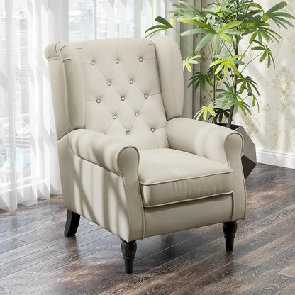 HOMCOM Wingback Accent Chair, Retro Upholstered Button Tufted Occasional Chair for Living Room and Bedroom 833-695V71 Additional View 31