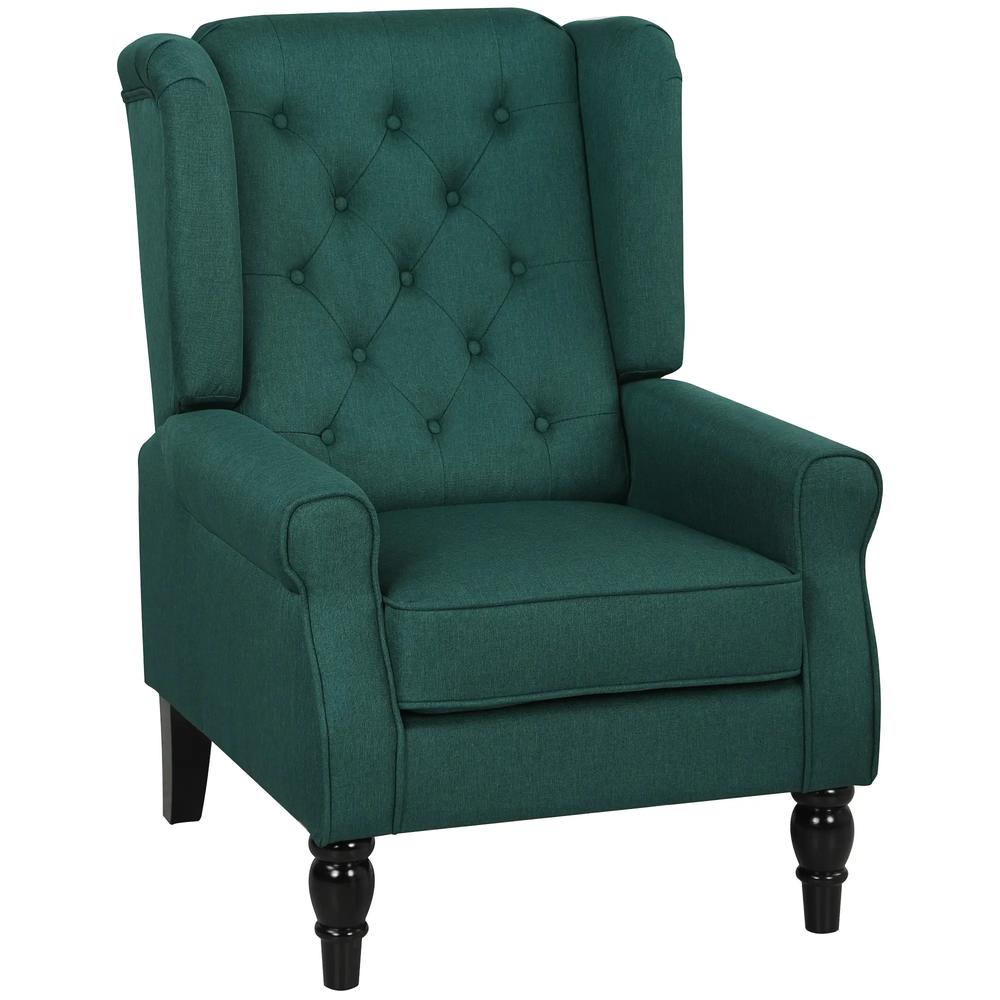 HOMCOM Wingback Accent Chair, Retro Upholstered Button Tufted Occasional Chair for Living Room and Bedroom 833-695V71 Additional View 33