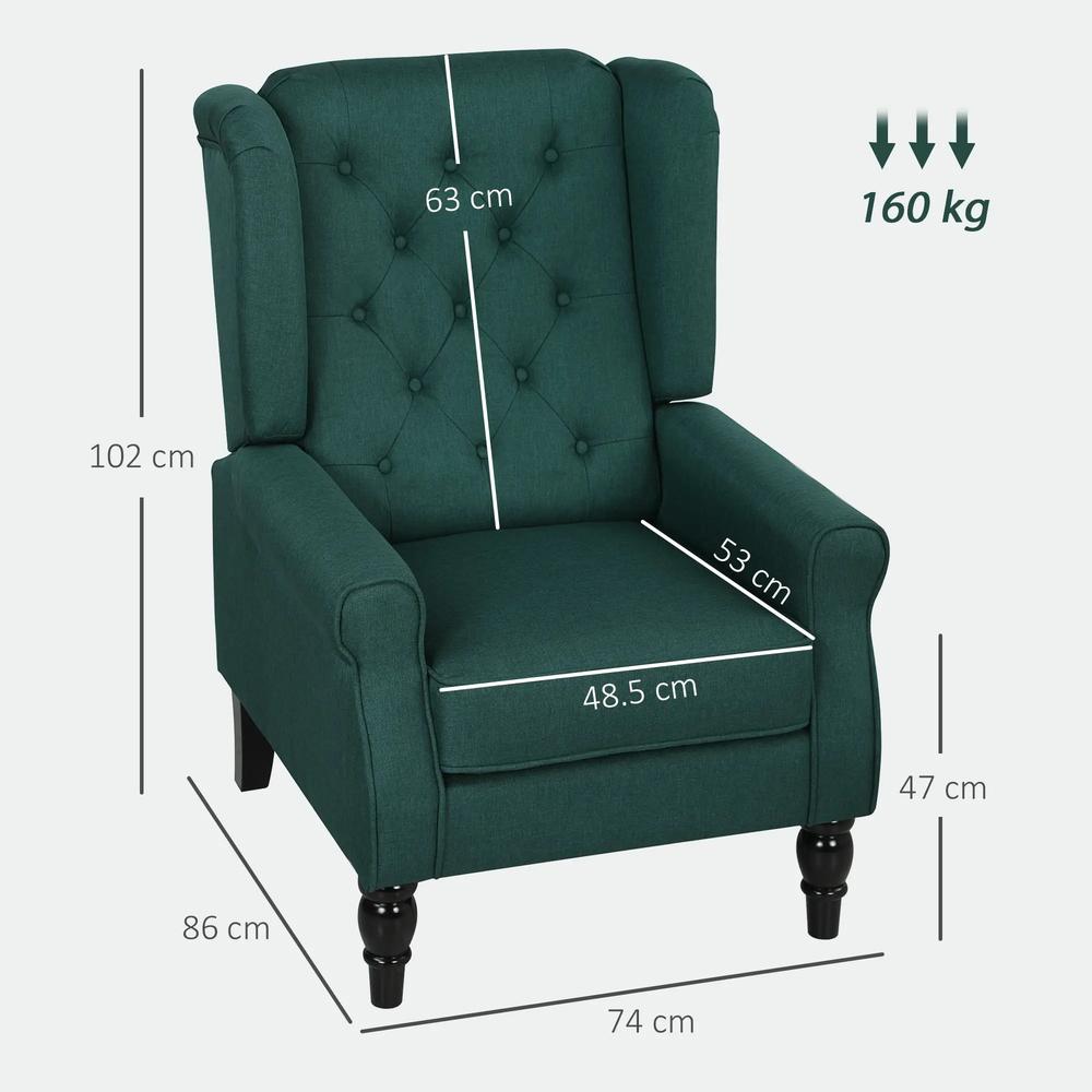 HOMCOM Wingback Accent Chair, Retro Upholstered Button Tufted Occasional Chair for Living Room and Bedroom 833-695V71 Additional View 35