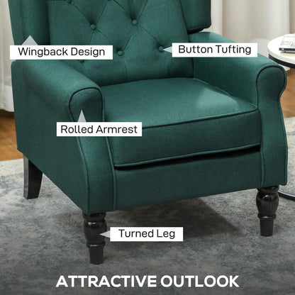 HOMCOM Wingback Accent Chair, Retro Upholstered Button Tufted Occasional Chair for Living Room and Bedroom 833-695V71 Additional View 36