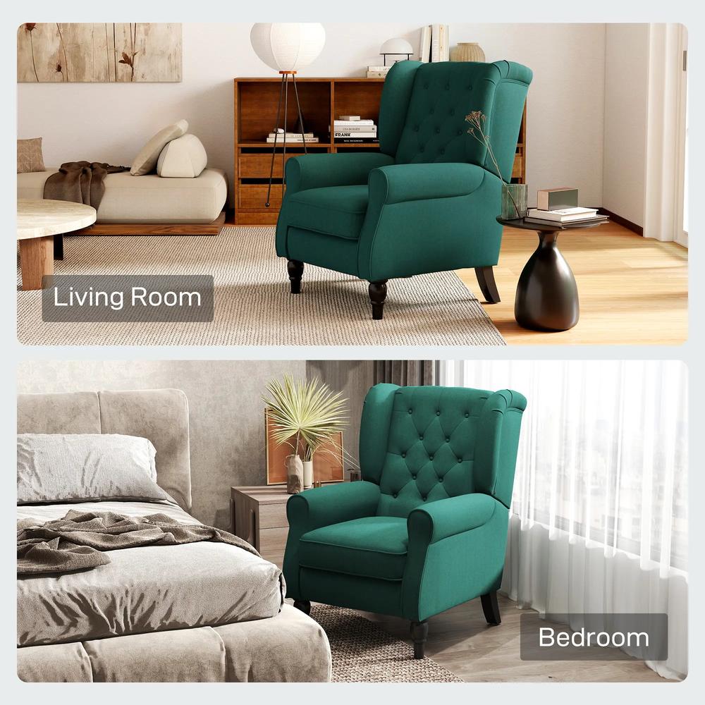 HOMCOM Wingback Accent Chair, Retro Upholstered Button Tufted Occasional Chair for Living Room and Bedroom 833-695V71 Additional View 40