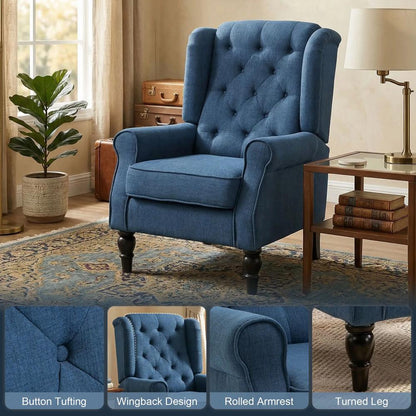 HOMCOM Wingback Accent Chair, Retro Upholstered Button Tufted Occasional Chair for Living Room and Bedroom 833-695V71 Additional View 4