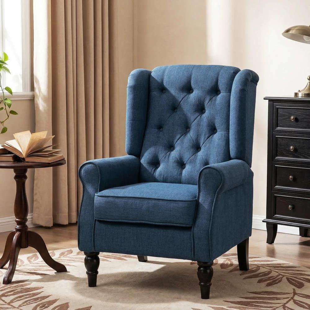 HOMCOM Wingback Accent Chair, Retro Upholstered Button Tufted Occasional Chair for Living Room and Bedroom 833-695V71 Additional View 10