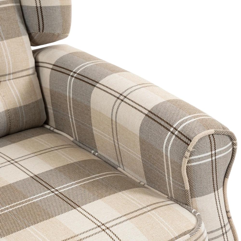 HOMCOM Wingback Accent Chair, Linen-Look Fabric Armchair with Thick Spring Cushion, High Back, Khaki Plaid Additional View 11