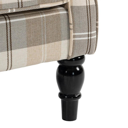 HOMCOM Wingback Accent Chair, Linen-Look Fabric Armchair with Thick Spring Cushion, High Back, Khaki Plaid Additional View 12