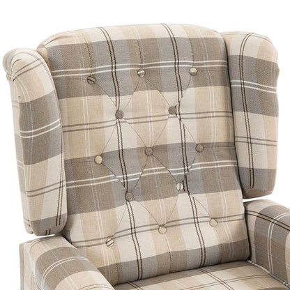 HOMCOM Wingback Accent Chair, Linen-Look Fabric Armchair with Thick Spring Cushion, High Back, Khaki Plaid Additional View 10