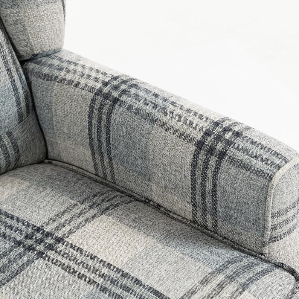 HOMCOM Faux Linen Armchair with Thick Spring Cushion, Wingback Accent Chair with High Back, Solid Wood Legs, Mixed Plaid Additional View 11