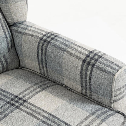 HOMCOM Faux Linen Armchair with Thick Spring Cushion, Wingback Accent Chair with High Back, Solid Wood Legs, Mixed Plaid Additional View 11