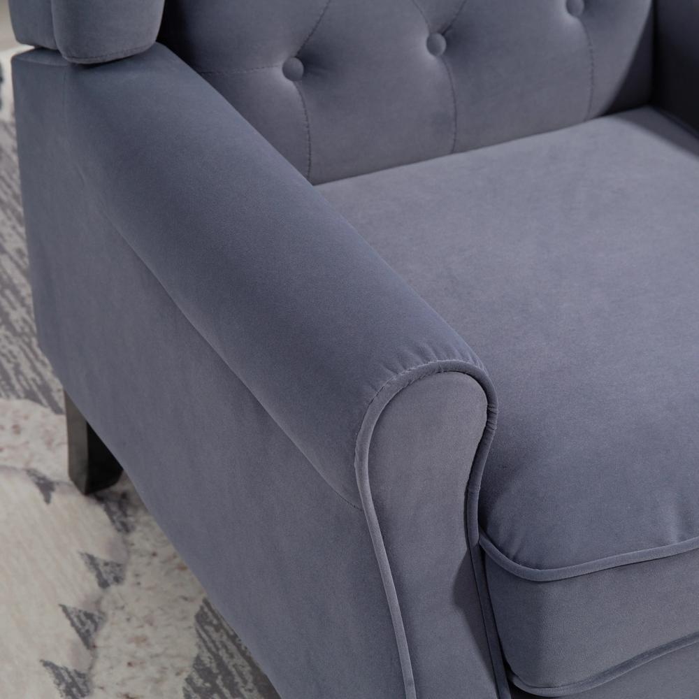 HOMCOM Wingback Accent Chair, Retro Upholstered Button Tufted Occasional Chair for Living Room and Bedroom 833-695V72 Additional View 11