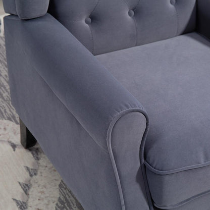 HOMCOM Wingback Accent Chair, Retro Upholstered Button Tufted Occasional Chair for Living Room and Bedroom 833-695V72 Additional View 11