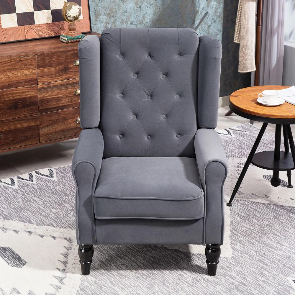 HOMCOM Wingback Accent Chair, Retro Upholstered Button Tufted Occasional Chair for Living Room and Bedroom 833-695V72 Additional View 13
