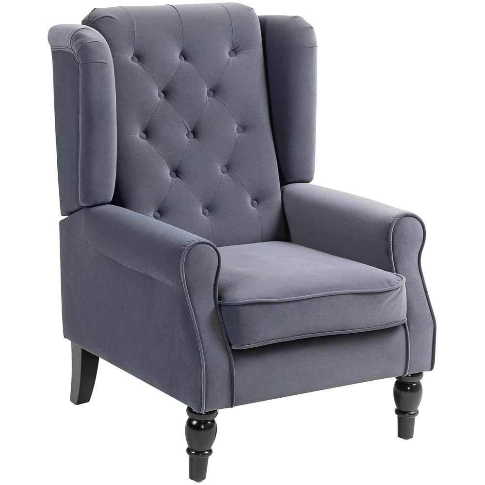 HOMCOM Wingback Accent Chair, Retro Upholstered Button Tufted Occasional Chair for Living Room and Bedroom 833-695V72 Additional View 14
