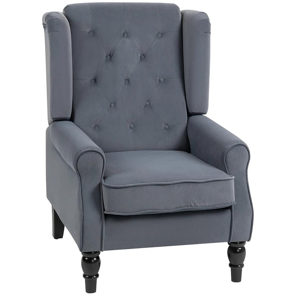 HOMCOM Wingback Accent Chair, Retro Upholstered Button Tufted Occasional Chair for Living Room and Bedroom 833-695V72 Additional View 15